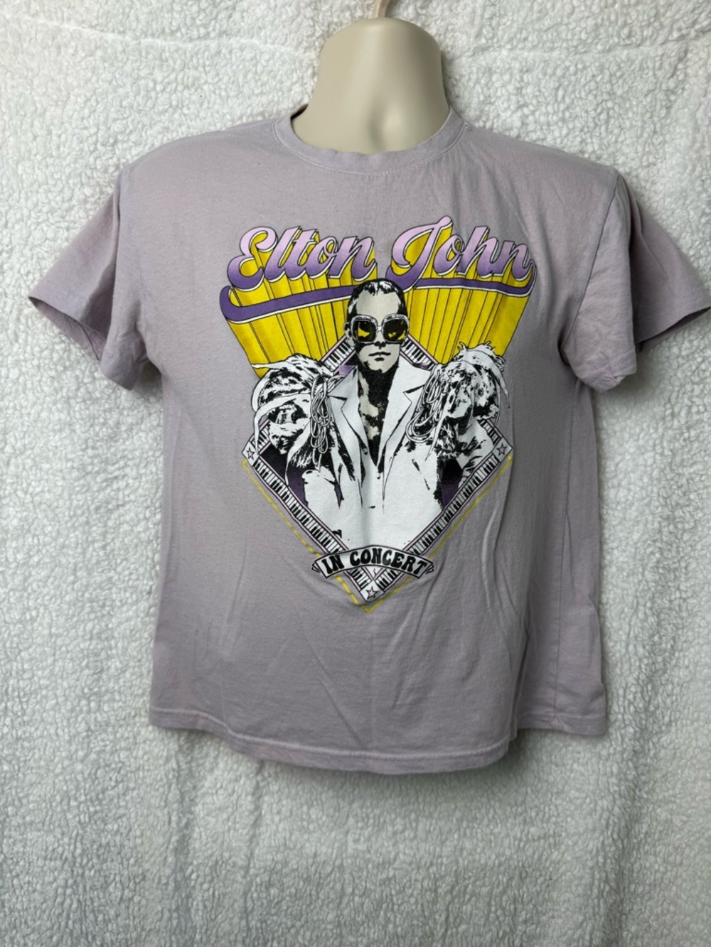 Elton John Graphic T-Shirt - Lavender/Purple Sz Sm